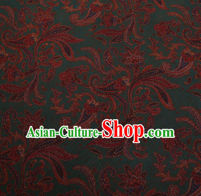 Chinese Traditional Cheongsam Silk Fabric Palace Pattern Green Satin Plain Gambiered Guangdong Gauze