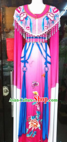 Chinese Traditional Peking Opera Princess Embroidered Rosy Dress Ancient Peri Silk Costumes for Women