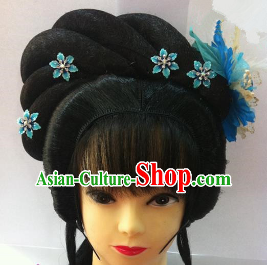 Chinese Traditional Ancient Beijing Opera Actress Princess Wig Sheath and Hairpins Hair Accessories for Women