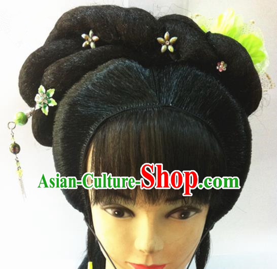 Chinese Traditional Ancient Beijing Opera Wig Sheath and Hairpins Hair Accessories for Women