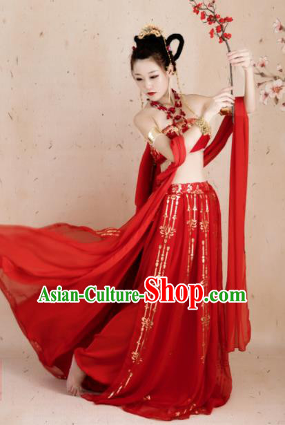 Traditional Chinese Cosplay Fairy Red Hanfu Dress Ancient Peri Princess Costume for Women