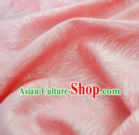 Chinese Royal Pink Brocade Palace Feather Pattern Traditional Silk Fabric Chinese Fabric Asian Material
