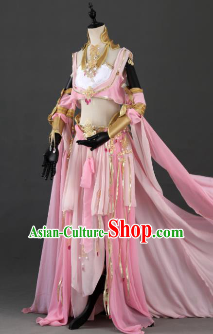 Traditional Chinese Cosplay Nobility Lady Pink Hanfu Dress Ancient Peri Princess Costume for Women