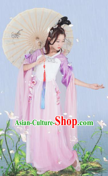 Traditional Chinese Cosplay Princess Lilac Hanfu Dress Ancient Peri Costume for Women