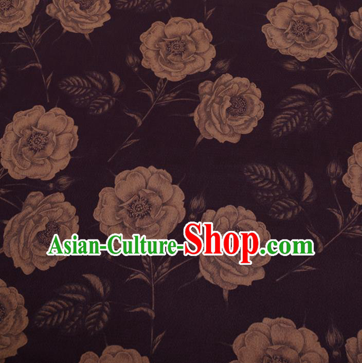 Chinese Traditional Cheongsam Purple Silk Fabric Palace Peony Pattern Jacquard Satin Plain Gambiered Guangdong Gauze
