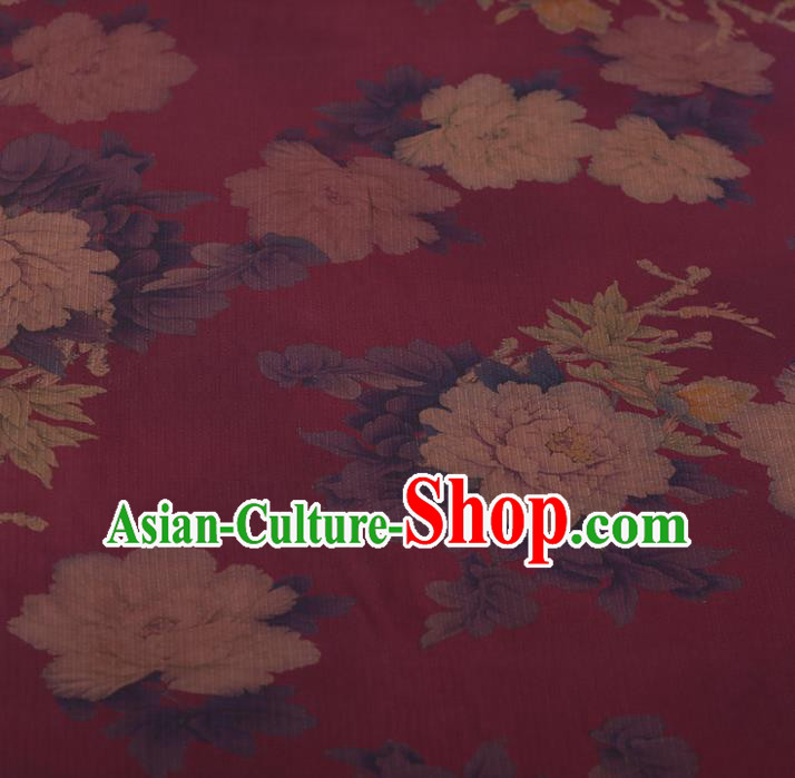 Chinese Traditional Cheongsam Rosy Silk Fabric Palace Pattern Jacquard Satin Plain Gambiered Guangdong Gauze