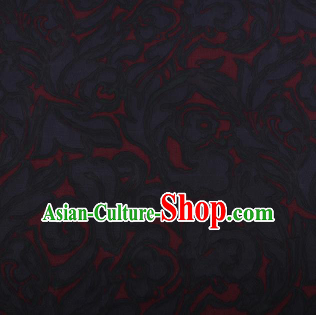 Chinese Traditional Black Silk Fabric Palace Pattern Cheongsam Jacquard Satin Plain Gambiered Guangdong Gauze