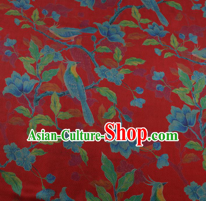 Chinese Classical Red Satin Plain Traditional Pattern Cheongsam Drapery Silk Fabric Gambiered Guangdong Gauze