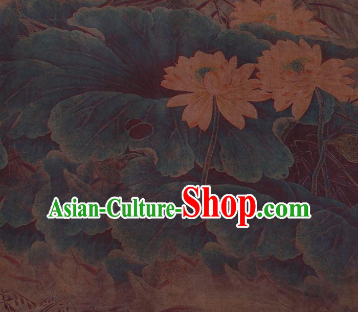 Chinese Classical Satin Plain Traditional Lotus Pattern Cheongsam Drapery Silk Fabric Gambiered Guangdong Gauze