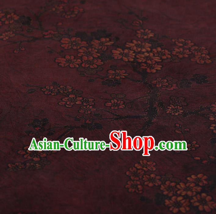 Chinese Traditional Silk Fabric Classical Plum Blossom Pattern Satin Plain Cheongsam Drapery Gambiered Guangdong Gauze