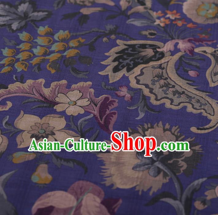 Chinese Traditional Purple Silk Fabric Classical Flowers Pattern Satin Plain Cheongsam Drapery Gambiered Guangdong Gauze