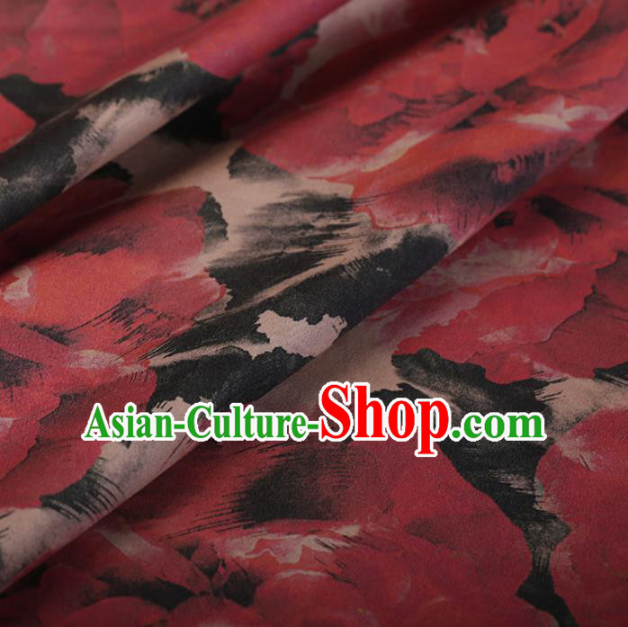 Chinese Traditional Silk Fabric Classical Pattern Red Satin Plain Cheongsam Drapery Gambiered Guangdong Gauze