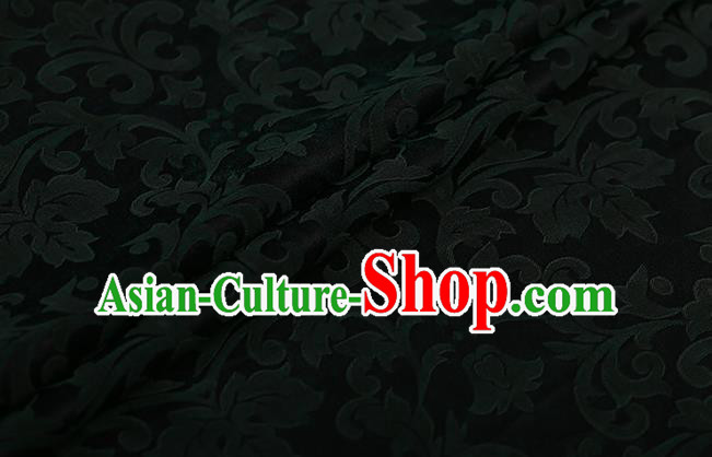 Chinese Classical Silk Fabric Traditional Green Pattern Satin Plain Cheongsam Drapery Gambiered Guangdong Gauze