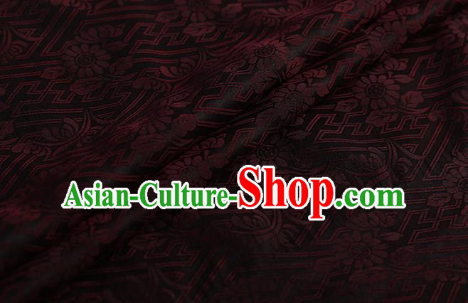 Chinese Classical Black Silk Fabric Traditional Pattern Satin Plain Cheongsam Drapery Gambiered Guangdong Gauze