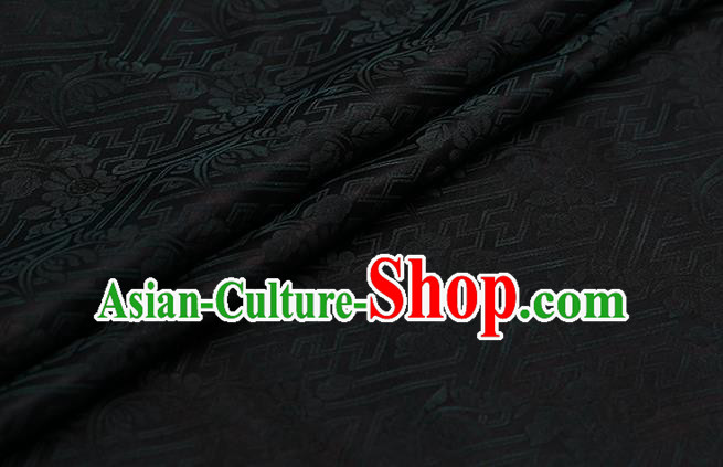 Chinese Classical Silk Fabric Traditional Green Pattern Satin Plain Cheongsam Drapery Gambiered Guangdong Gauze