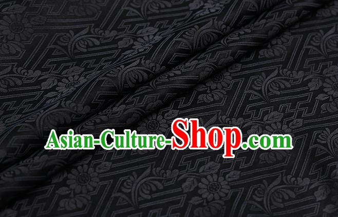 Chinese Classical Silk Fabric Traditional Grey Pattern Satin Plain Cheongsam Drapery Gambiered Guangdong Gauze