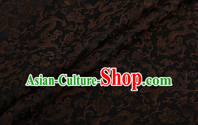 Chinese Classical Silk Fabric Traditional Brown Dragons Pattern Satin Plain Cheongsam Drapery Gambiered Guangdong Gauze