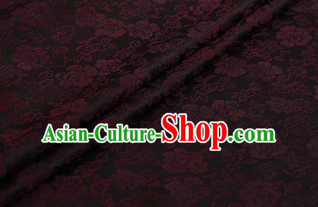 Chinese Classical Silk Fabric Traditional Red Roses Pattern Satin Plain Cheongsam Drapery Gambiered Guangdong Gauze