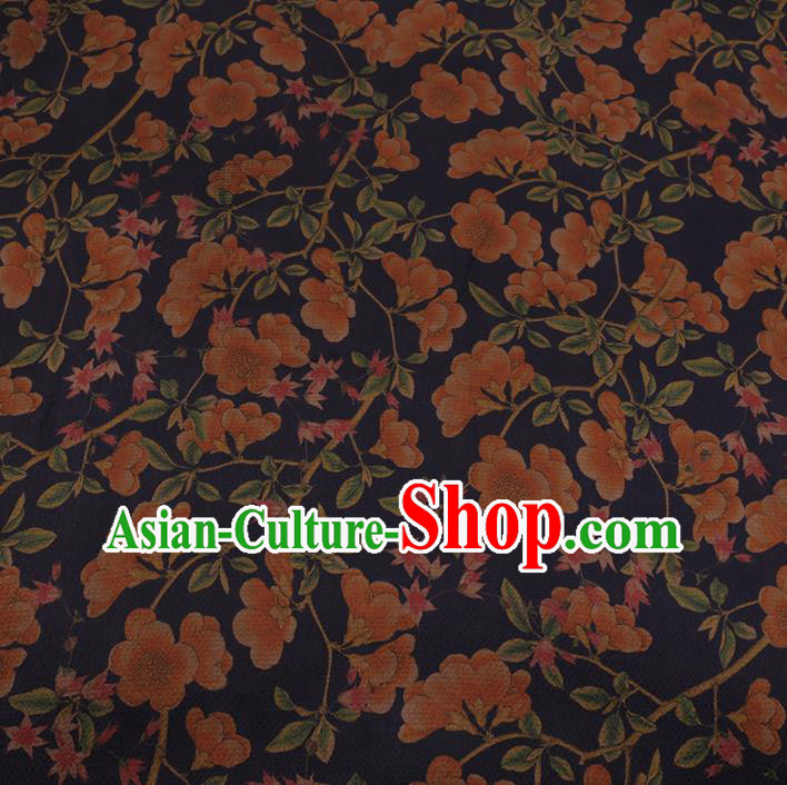 Chinese Classical Silk Fabric Traditional Pattern Navy Satin Plain Cheongsam Drapery Gambiered Guangdong Gauze