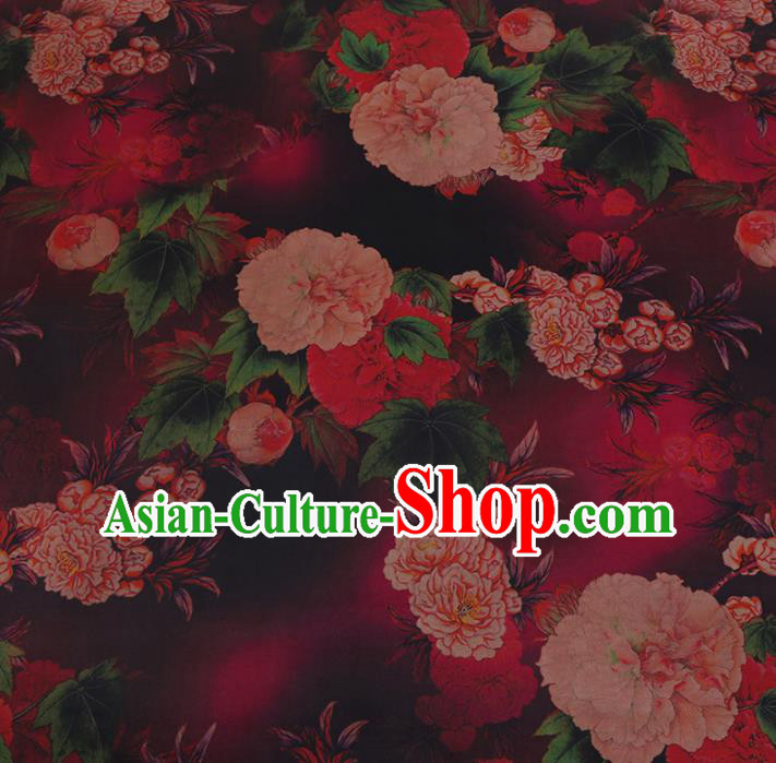 Chinese Classical Red Satin Plain Traditional Pattern Cheongsam Drapery Silk Fabric Gambiered Guangdong Gauze