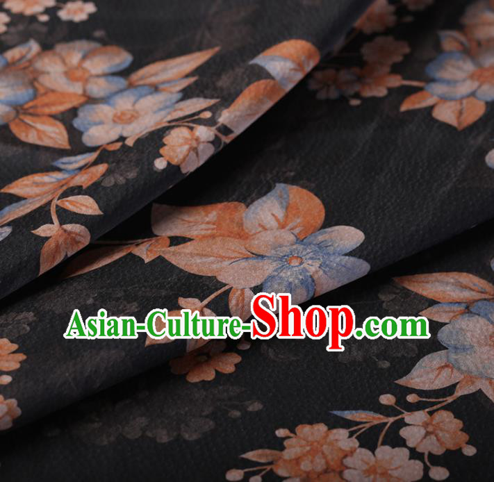 Chinese Traditional Silk Fabric Classical Pattern Black Satin Plain Cheongsam Drapery Gambiered Guangdong Gauze