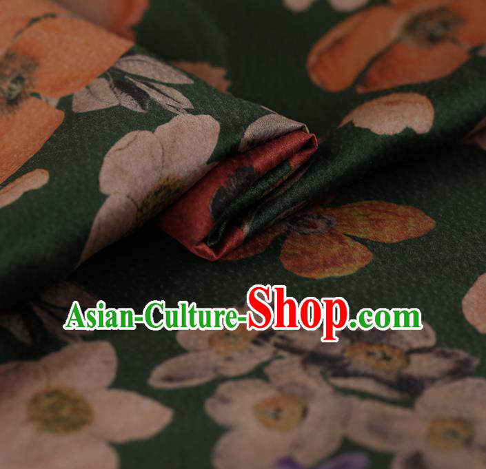 Asian Chinese Silk Fabric Traditional Classical Pattern Green Satin Plain Cheongsam Drapery Gambiered Guangdong Gauze