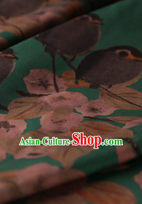 Asian Chinese Silk Fabric Traditional Classical Pattern Green Satin Plain Cheongsam Drapery Gambiered Guangdong Gauze