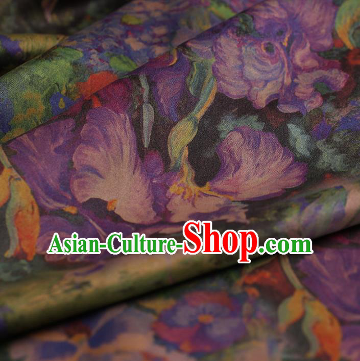 Asian Chinese Gambiered Guangdong Gauze Traditional Satin Plain Classical Pattern Cheongsam Silk Drapery