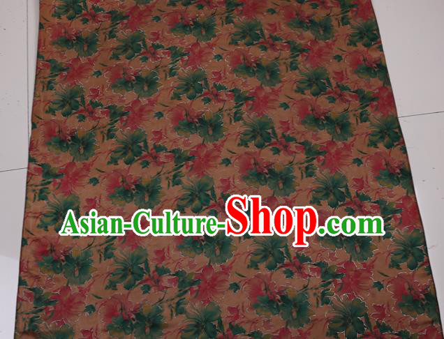 Traditional Chinese Bronze Gambiered Guangdong Gauze Satin Plain Classical Pattern Cheongsam Silk Drapery