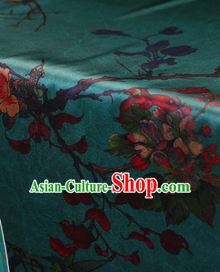 Traditional Chinese Green Gambiered Guangdong Gauze Classical Pattern Satin Plain Cheongsam Silk Drapery