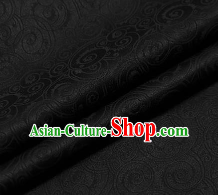 Traditional Chinese Black Brocade Classical Pattern Satin Plain Cheongsam Silk Drapery