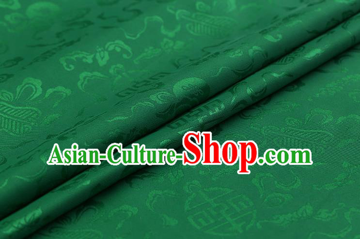 Traditional Chinese Green Brocade Palace Cucurbit Ribbon Pattern Satin Plain Cheongsam Silk Drapery