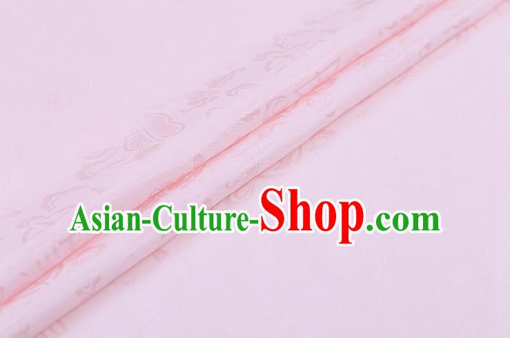 Traditional Chinese Pink Brocade Palace Cucurbit Ribbon Pattern Satin Plain Cheongsam Silk Drapery