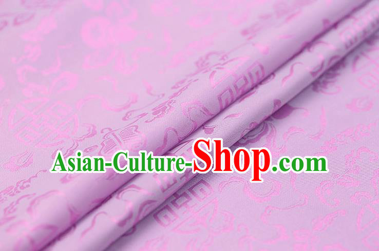 Traditional Chinese Lilac Brocade Palace Cucurbit Ribbon Pattern Satin Plain Cheongsam Silk Drapery