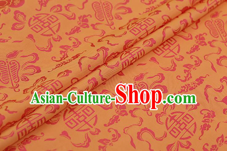 Traditional Chinese Orange Brocade Palace Cucurbit Ribbon Pattern Satin Plain Cheongsam Silk Drapery
