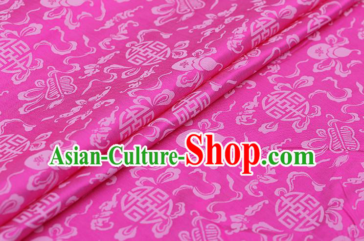 Traditional Chinese Rosy Brocade Palace Cucurbit Ribbon Pattern Satin Plain Cheongsam Silk Drapery