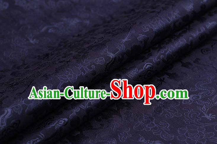 Traditional Chinese Deep Purple Brocade Palace Dragons Pattern Satin Plain Cheongsam Silk Drapery