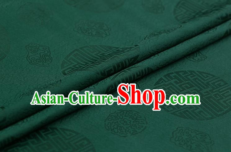 Chinese Traditional Green Brocade Fabric Palace Pattern Satin Plain Cheongsam Silk Drapery