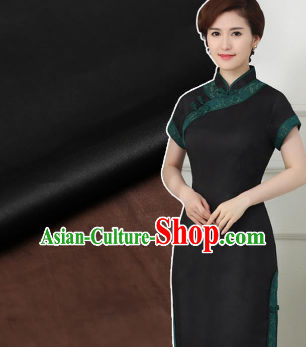 Chinese Traditional Brocade Fabric Palace Pattern Satin Plain Cheongsam Black Silk Drapery