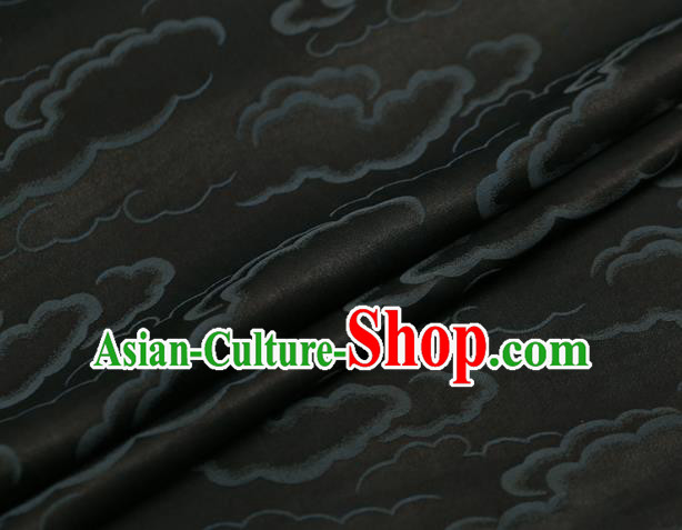 Chinese Traditional Brocade Fabric Palace Blue Clouds Pattern Satin Plain Cheongsam Silk Drapery