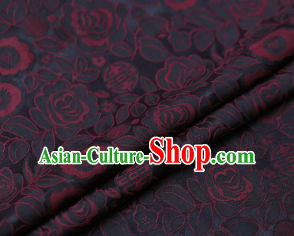 Chinese Traditional Gambiered Guangdong Gauze Fabric Palace Red Peony Pattern Satin Plain Cheongsam Silk Drapery