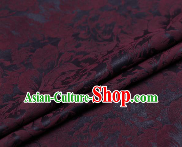 Chinese Traditional Cheongsam Silk Drapery Gambiered Guangdong Gauze Fabric Palace Red Peony Pattern Satin Plain