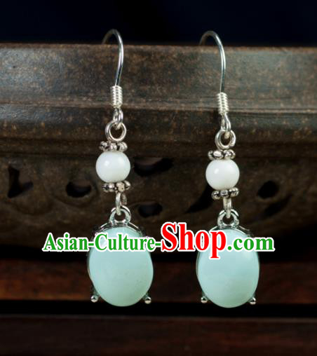 Chinese Traditional Jewelry Accessories Ancient Hanfu Kallaite Earrings for Women