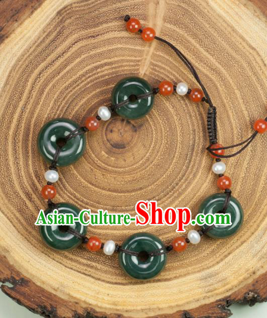 Chinese Traditional Jewelry Accessories Ancient Hanfu Jadeite Jade Bracelet for Women