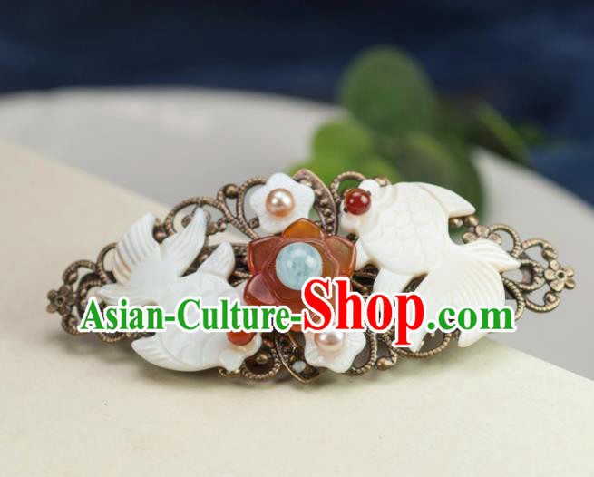 Chinese Traditional Hanfu Hair Accessories Ancient Shell Goldfish Hair Stick Hairpins for Women