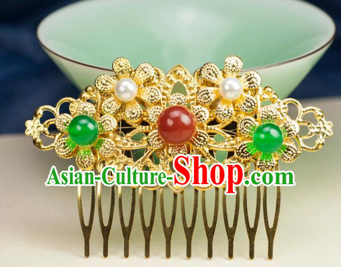 Chinese Traditional Hanfu Hair Accessories Ancient Golden Hair Comb Hairpins for Women