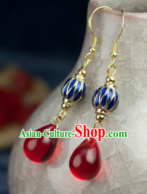 Chinese Traditional Jewelry Accessories Ancient Hanfu Cloisonne Earrings for Women