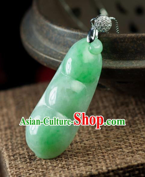 Chinese Traditional Jewelry Accessories Necklace Ancient Hanfu Jade Pea Pendant for Women