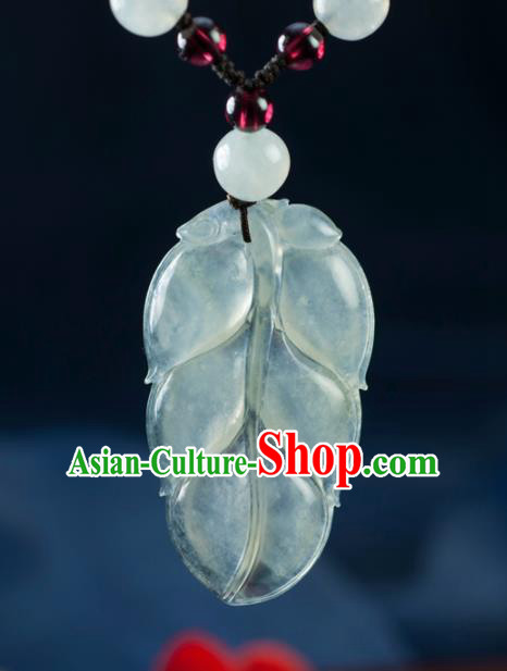 Chinese Traditional Jewelry Accessories Ancient Hanfu Jadeite Leaf Necklace for Women