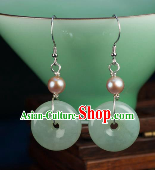 Chinese Traditional Jewelry Accessories Ancient Hanfu Jade Earrings for Women